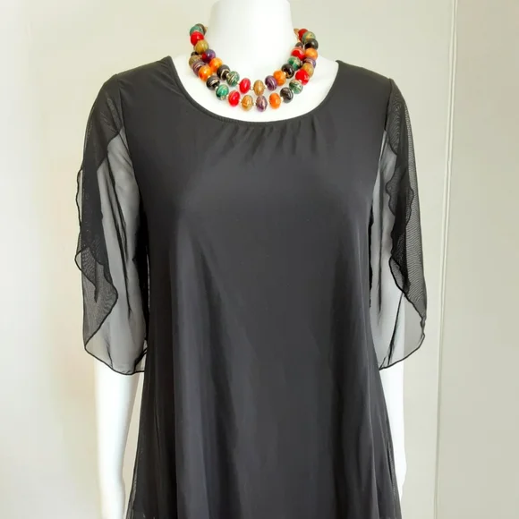 NWOT SESE CODE BLACK MESH TULIP TUNIC SLEEVE TOP - Picture 2 of 10